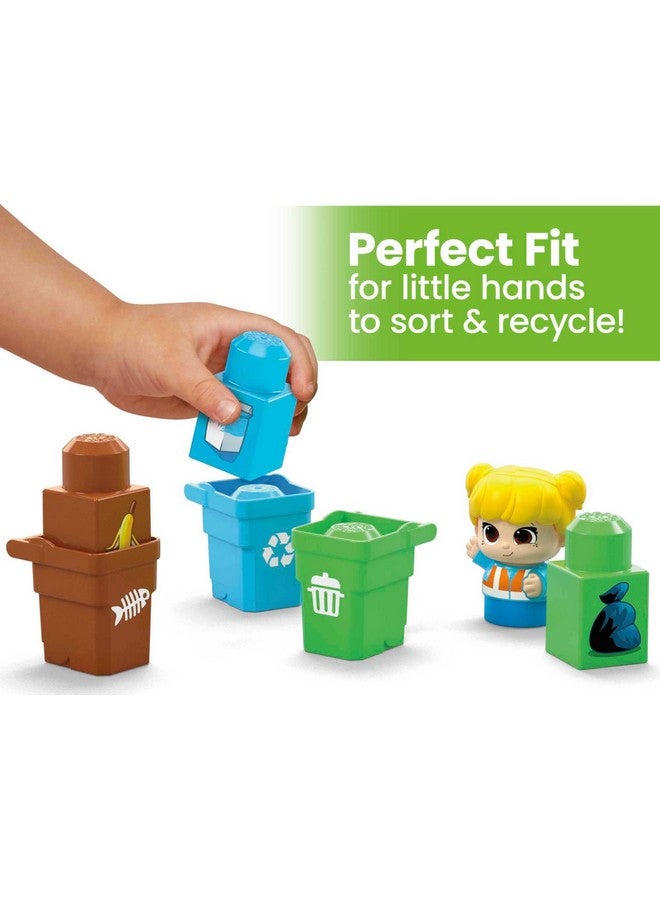 Mega Brands Mega BLOKS Fisher-Price Toddler Building Blocks, Green Town Sort & Recycle Squad with 15 Pieces, 2 Figures, Toy Gift Ideas for Kids - Image 4