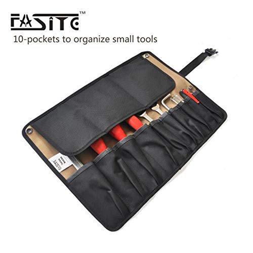 FASITE Roll Tool Pouch Rolling Tool Hanging Bag Multi Pockets Organizer PTN055, Dark Yellow - Image 5