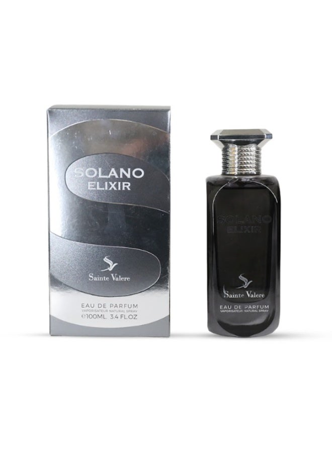 Sainte Valere, Solano Elixir Eau De Parfum for Men, 100ml, Long Lasting Luxury Men's Perfume, Oriental Woody Leather Fragrance, Citrus Aromatic Vanilla Amber Musk Cedar Notes, Strong Projection, Premium Gift - Image 1