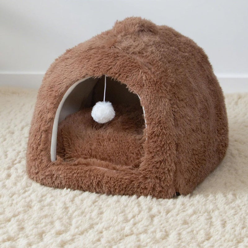 Cat Cave Bed, Semi Enclosed Design Cat Bed House, Cave House Tent with High Resilience Foam Core Removable Washable Cover for Cats Small Dogs All Season Use - Image 4