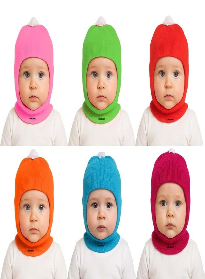 MIKONIKO Kids Comfort Colourful Winter Woollen Monkey Cap - Pack of 6 (3-4 Years) Multicolour - Image 1