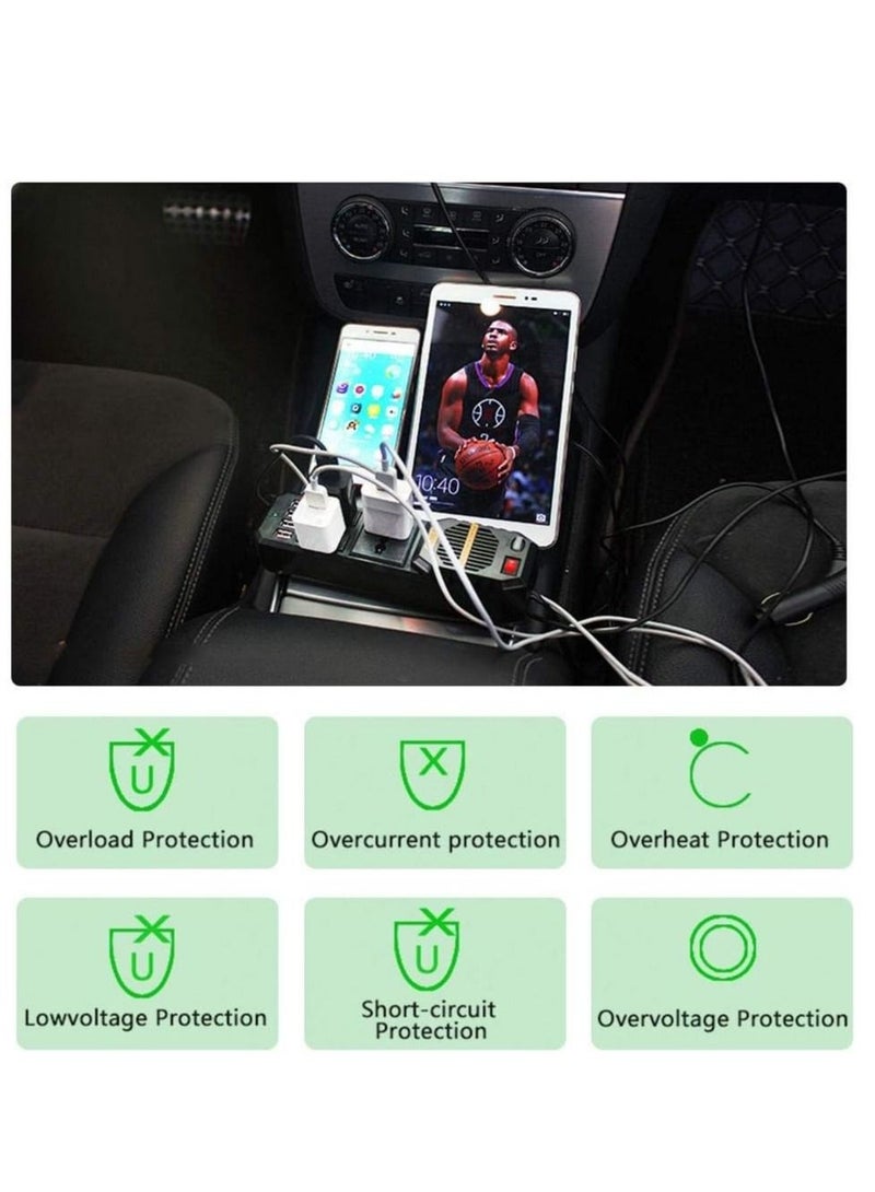 محول سيارة 200 واط 12 فولت إلى 220 فولت محول تيار مستمر إلى تيار متردد 4 USB شاحن 3.1A محول جهد 12 فولت - Image 2