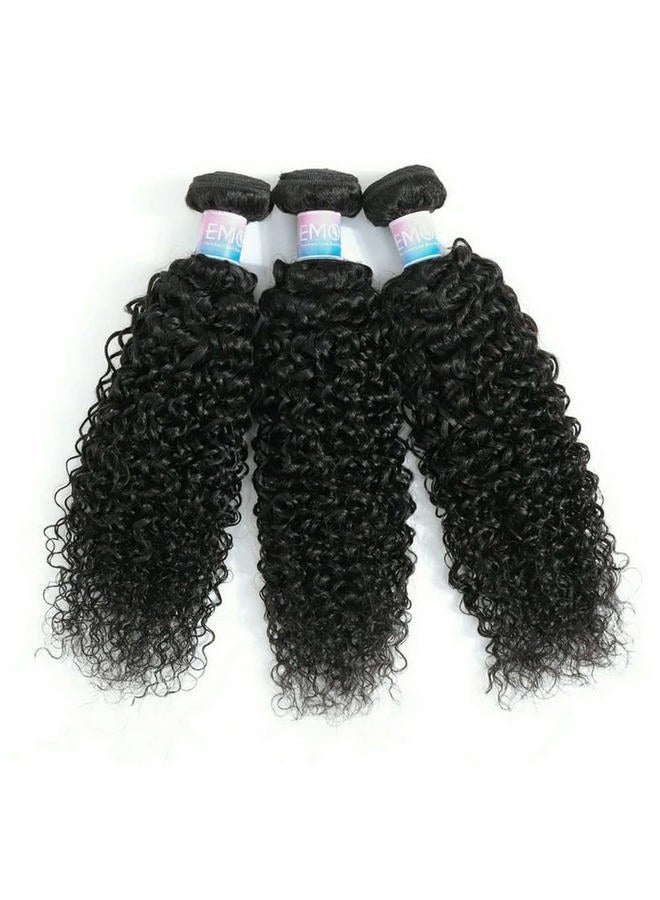 EMOL Curly Human Hair Bundles Thick Curly Weave Bundles Virgin Hair Bundles Full Head Hair Natural Black Color Hair Bundles Can Be Dyed 3 Bundles Total 300g 10 12 14 Inch - Image 2
