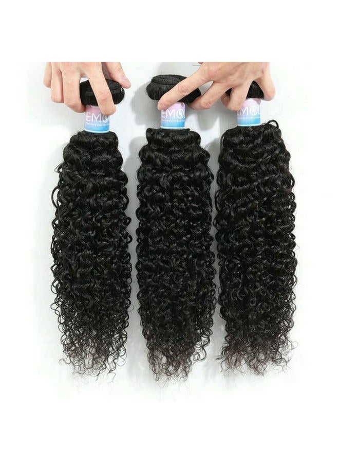 EMOL Curly Human Hair Bundles Thick Curly Weave Bundles Virgin Hair Bundles Full Head Hair Natural Black Color Hair Bundles Can Be Dyed 3 Bundles Total 300g 10 12 14 Inch - Image 3