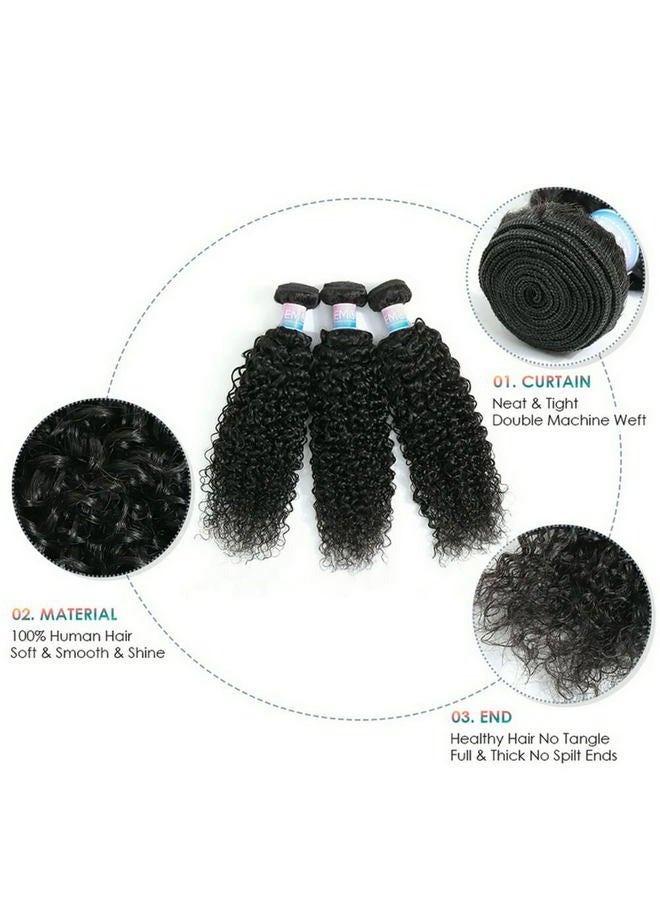 EMOL Curly Human Hair Bundles Thick Curly Weave Bundles Virgin Hair Bundles Full Head Hair Natural Black Color Hair Bundles Can Be Dyed 3 Bundles Total 300g 10 12 14 Inch - Image 4