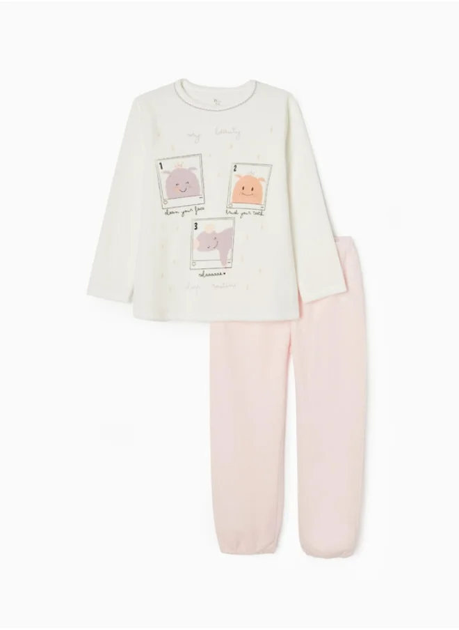 Zippy Zippy Fleece Pyjamas For Girls Monster Blue And White