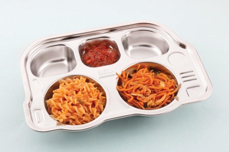 Yes Kitchen Stainless Steel Kids Bus Shape 5 Compartment Plates for Kids for Food Dinner Plate - Image 2