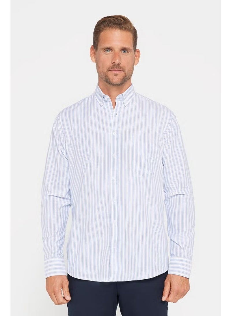 Tudors Classic Fit Button Down Collar Cotton Easy Iron Striped Men's Shirt - Image 2