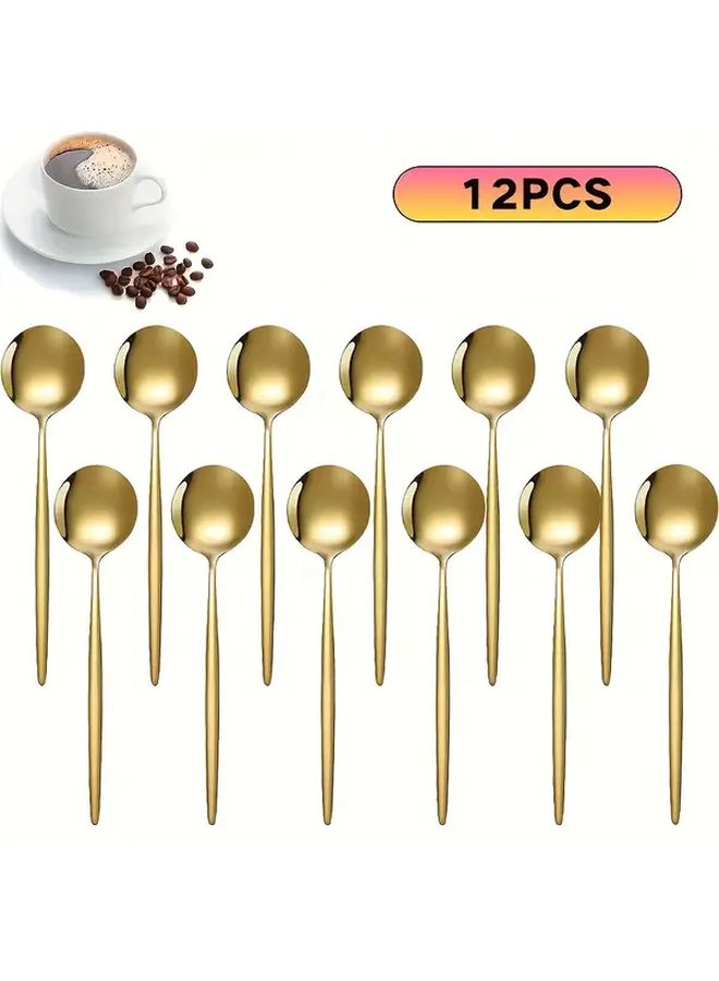 6 Piece Gold Tone Stainless Steel Coffee Dessert Spoons Dishwasher Safe For Home Kitchen Restaurant Christmas Halloween Easter Thanksgiving Valentine - Image 2