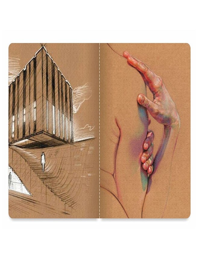 Anupam Khakhi Booklet Sketbook - 100% Recycled Khaki toned Dotted Grid Page - Acid Free - 150 GSM - 40 Pages (A4) - Image 4