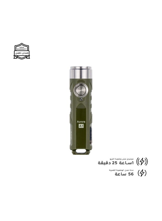 RovyVon RovyVon A1 Keychain Flashlight - 650 Lumens - 110 Meters Beam - 330mAh Battery - Type-C Charging - Military Green  - Image 2