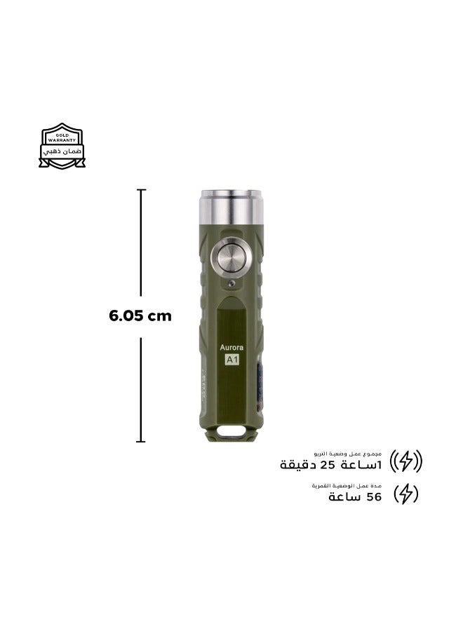 RovyVon RovyVon A1 Keychain Flashlight - 650 Lumens - 110 Meters Beam - 330mAh Battery - Type-C Charging - Military Green  - Image 3