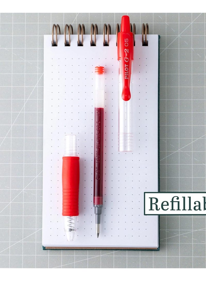 بايلوت أقلام جل بايلوت جي 2 الفاخرة ذات نقطة رفيعة للغاية 0.5 مم، عبوة من 8 أقلام باللون الأحمر - Image 2