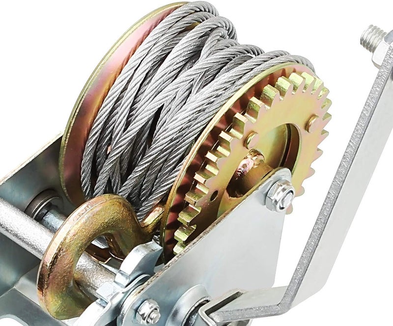 Aconnet 800lbs Capacity Heavy Duty Crank Winch with 26FT Wire Rope and Hook - Image 3