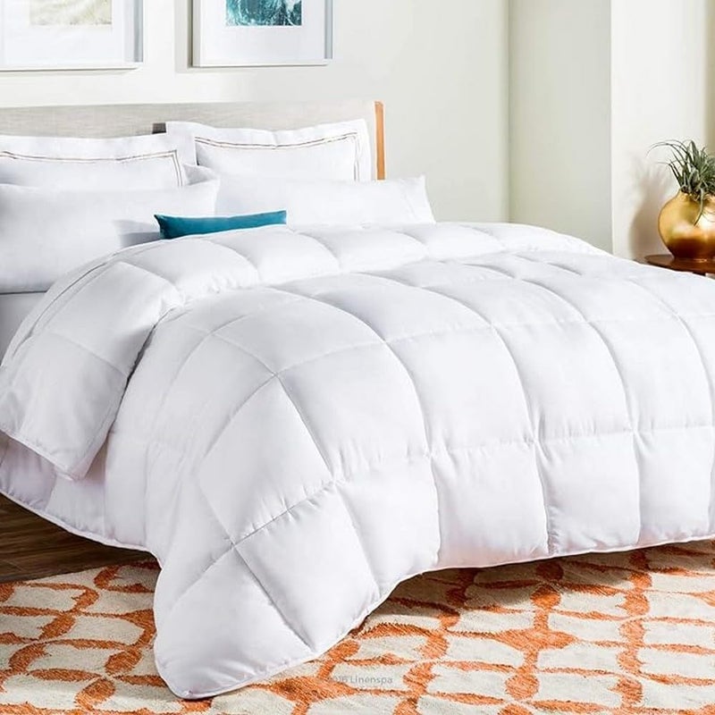 Linenspa 4 Seasons Microfibre Duvet - Ultra Soft All Season Duvet, 220 x 240 cm, White - Image 1