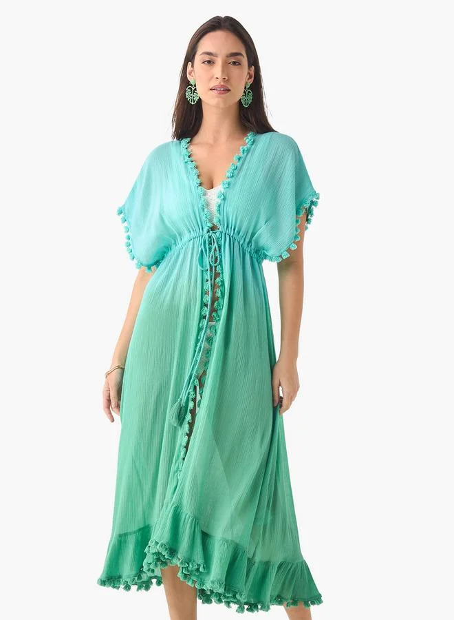 Splash FAV Pom Pom Detail Cover-Up with Tie-Ups