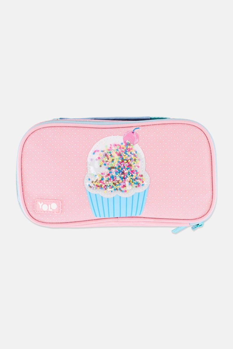 YOLO Kids Girl Graphic Print Pencil Case, Pink - Image 1