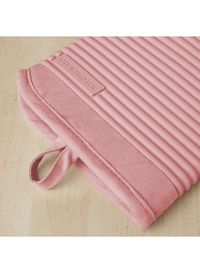 KitchenAid KitchenAid Ribbed Soft Silicone Oven Mitt Set, Dried Rose 2 Count  - Image 3