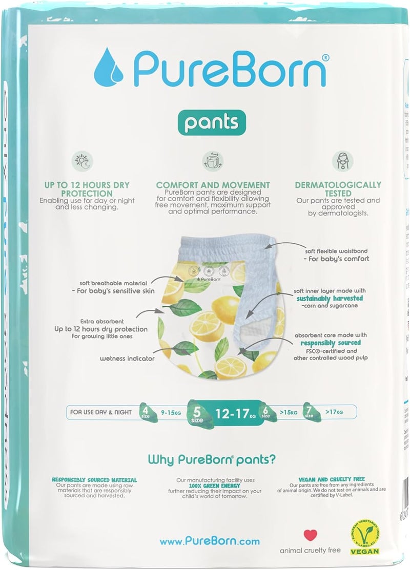 حفاضات الأطفال القابلة للسحب من PureBorn Baby Dry مناسبة للأطفال | المقاس -5 | عبوة فردية | 20 قطعة | حماية ليلاً ونهارًا | مختبرة جلدياً | فائقة النعومة | - Image 4
