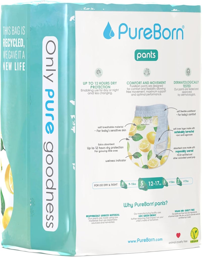 حفاضات الأطفال القابلة للسحب من PureBorn Baby Dry مناسبة للأطفال | المقاس -5 | عبوة فردية | 20 قطعة | حماية ليلاً ونهارًا | مختبرة جلدياً | فائقة النعومة | - Image 3