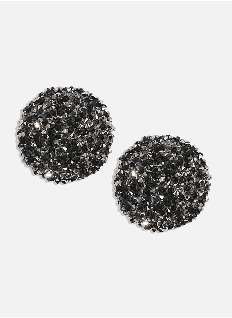 SOHI Embellished Cluster Circular Stud Earrings