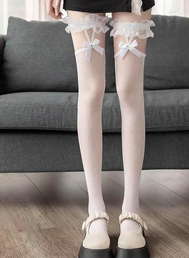Women's knee-High Socks Thin Anti-Snagging knee-High Socks White Stockings Women's Lace Stockings 