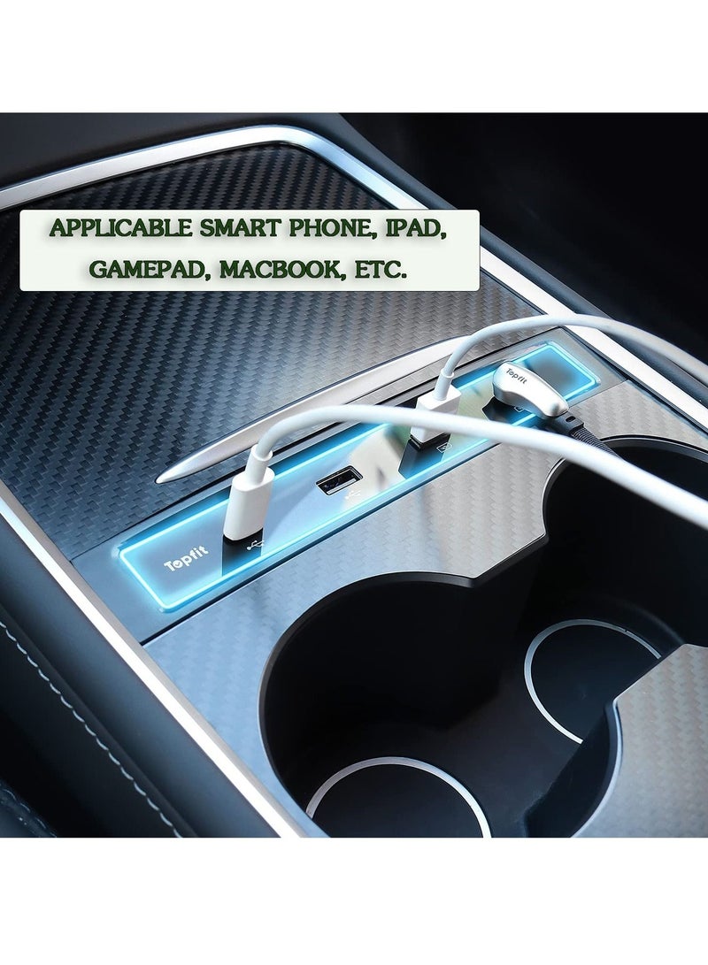 كابتن تيك for Tesla Model 3 / Y Docking Station 4 in 1 USB LED Hub, Compatible Docking ​Station（2021 2022） ​of Center Console HUB Adapter Multiport Cable Extension Accessories - Image 4