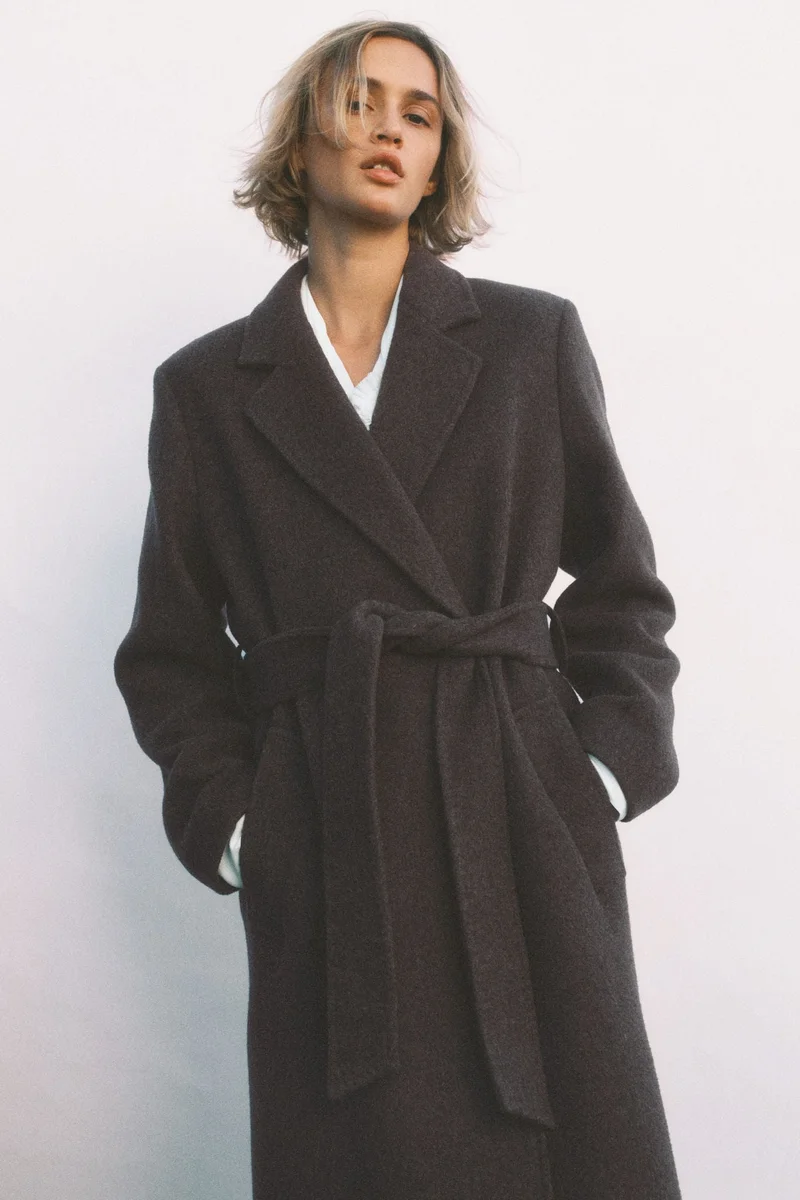 H&M Wool-blend tie-belt coat
