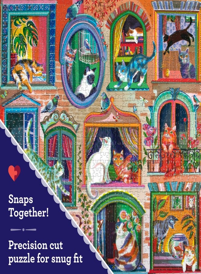 eeBoo Cats in Window 1000 Piece Square Jigsaw Puzzle, 23" x 23" - Image 4