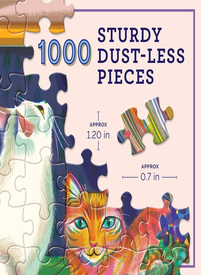 eeBoo Cats in Window 1000 Piece Square Jigsaw Puzzle, 23" x 23" - Image 2