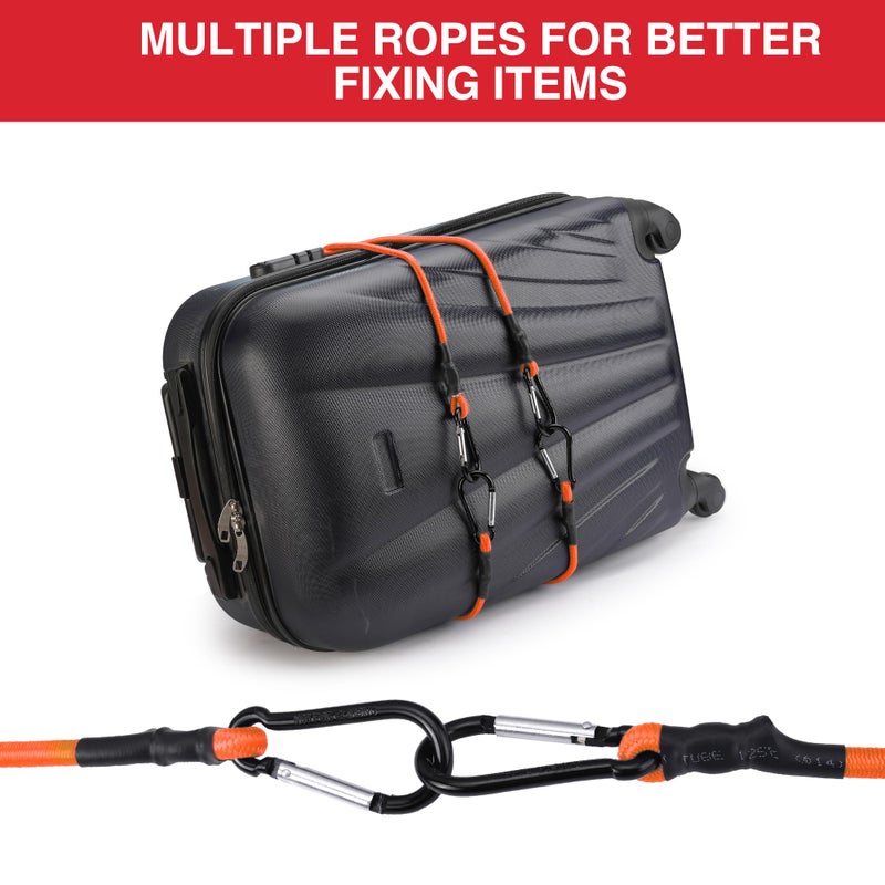 WORKPRO 24 Inch Bungee Cords with Hooks, 4 Pack Superior Rubber Heavy Duty Bungee Straps Strong Elastic Rope for Outdoor Tent, Luggage Rack, Camping, Cargo, RV, Bike, Transporting, Storage, Orange - Image 5