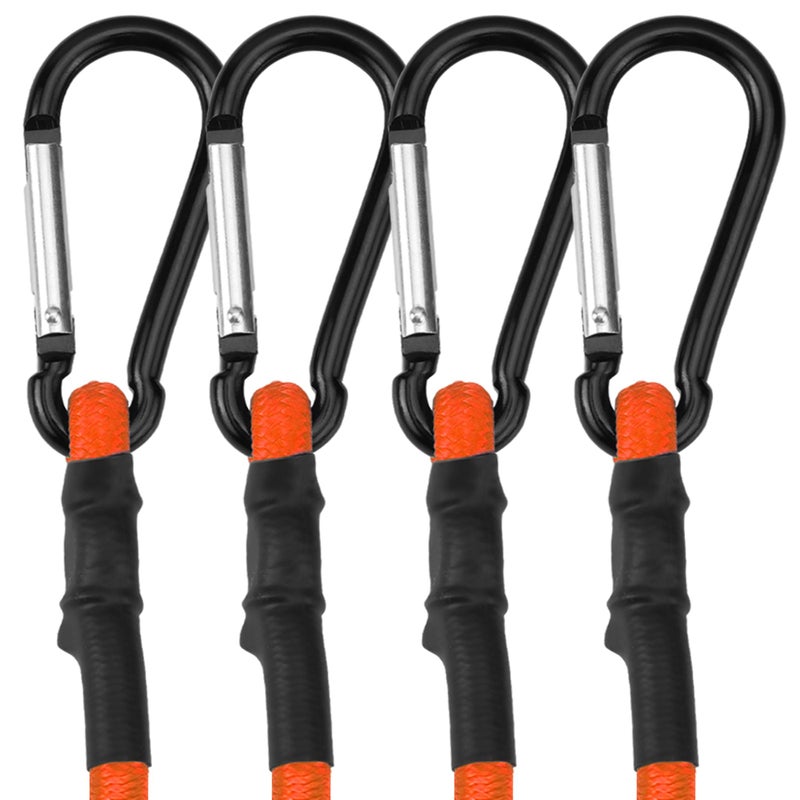 WORKPRO 24 Inch Bungee Cords with Hooks, 4 Pack Superior Rubber Heavy Duty Bungee Straps Strong Elastic Rope for Outdoor Tent, Luggage Rack, Camping, Cargo, RV, Bike, Transporting, Storage, Orange - Image 1