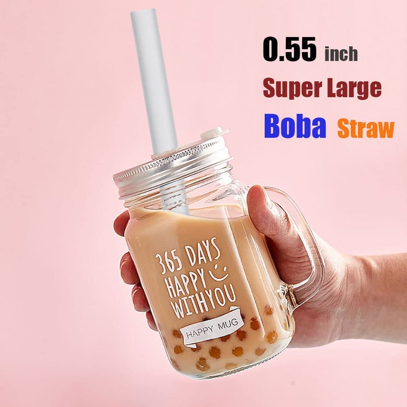 ALINK Reusable Clear Silicone Boba Straws, 4-Pack Extra Wide Smoothie Straws for Bubble Tea/Shakes/Tapioca Pearls with Cleaning Brush and Carrying Case - Image 5