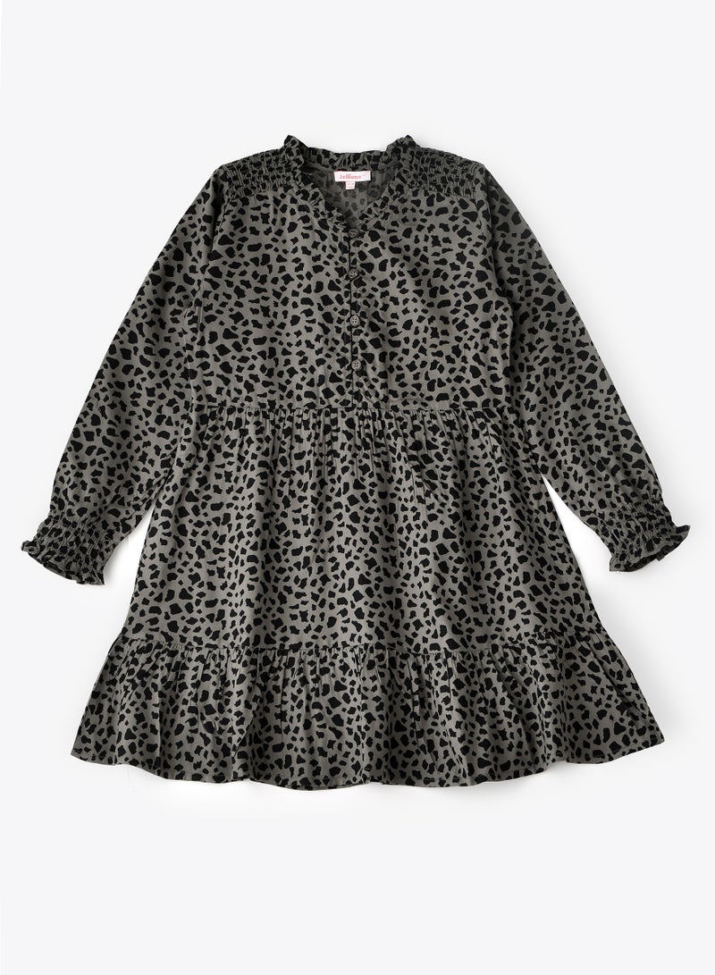 Jelliene فستان مطبوع بالكامل للفتيات 100% فيسكوز، فستان ناعم ومتدفق للفتيات - Image 1