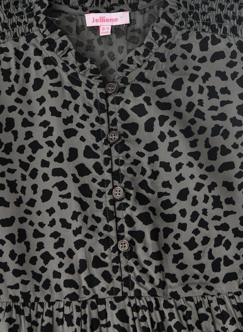 Jelliene فستان مطبوع بالكامل للفتيات 100% فيسكوز، فستان ناعم ومتدفق للفتيات - Image 3