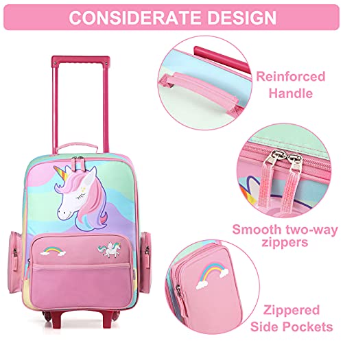 VASCHY Kids Luggage for Girls, Cute Rolling Travel Carry on Suitcase for Toddlers/Children with Wheels 18inch Unicorn - Image 5