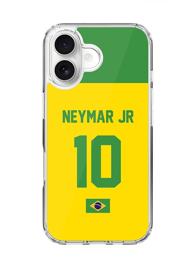 Stylizedd Classic Clear MagSafe Case for iPhone 17 , Hybrid Soft Case Flexible Edges Anti Drop TPU PC Gel Thin Transparent Cover [ Designed for iPhone 17 ] - Football Team - Brazil, Player Name - Neymar Jr