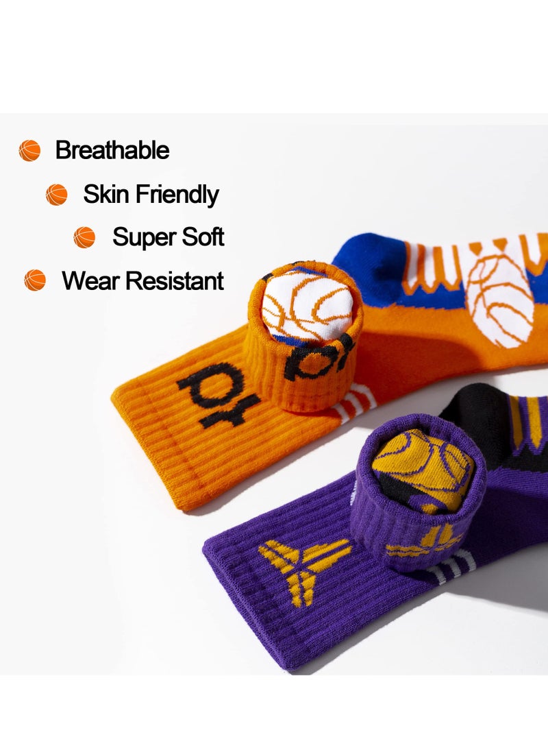 Unisex Youth Athletic Socks - 6 Pairs of Cotton Crew Mid Calf Sports Socks for Boys and Girls, Perfect for Basketball, Soccer, Hiking, and Outdoor Activities (12-15Y, XXL) - Image 4