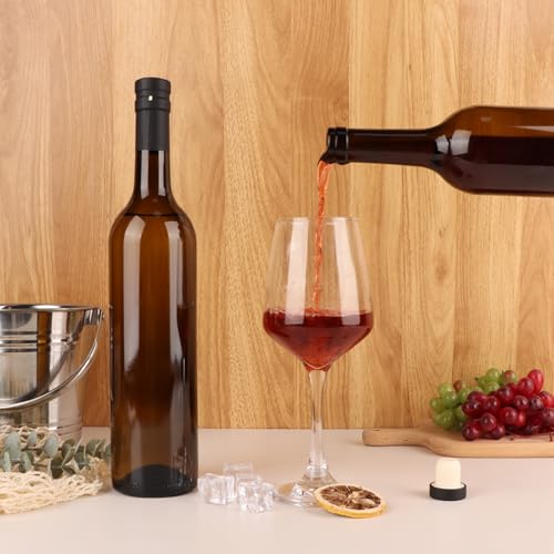 GUANENA 8 Pack 750ml Dark Amber Glass Bottles with Cork Lids and PVC Shrink Capsules, Empty Home Brewing Wine Bottles with Funnel for Sparkling Wine, Juice, Kombucha, Beverages - Image 4