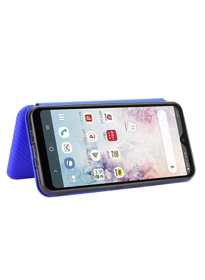 HuHa Protective Cover For Samsung Galaxy A20 (SC-02M) SCV46 Carbon Fiber Texture Horizontal Flip TPU + PC + PU Leather Case with Rope & Card Slot(Blue) - Image 5