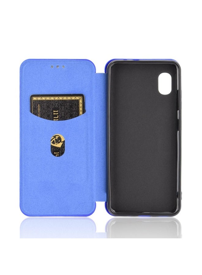 HuHa Protective Cover For Samsung Galaxy A20 (SC-02M) SCV46 Carbon Fiber Texture Horizontal Flip TPU + PC + PU Leather Case with Rope & Card Slot(Blue) - Image 4