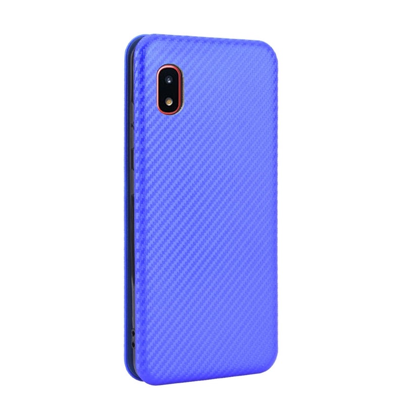 HuHa Protective Cover For Samsung Galaxy A20 (SC-02M) SCV46 Carbon Fiber Texture Horizontal Flip TPU + PC + PU Leather Case with Rope & Card Slot(Blue) - Image 3