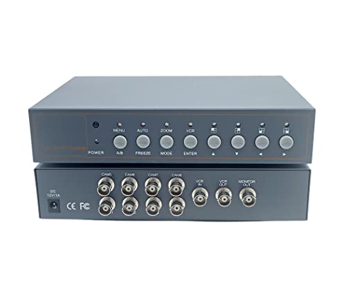Evertech 8 Channel Analog CCTV Video Multiplexer Color Quad Processor Screen Splitter with Remote Control - Image 1