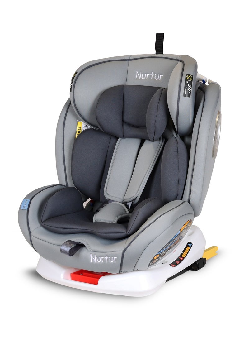 Nurtur Ultra Baby 4 in 1 Car Seat  ISOFIX  9-Level Adjustable Headrest and Canopy  Upto 36kg Shiny Grey - Image 1