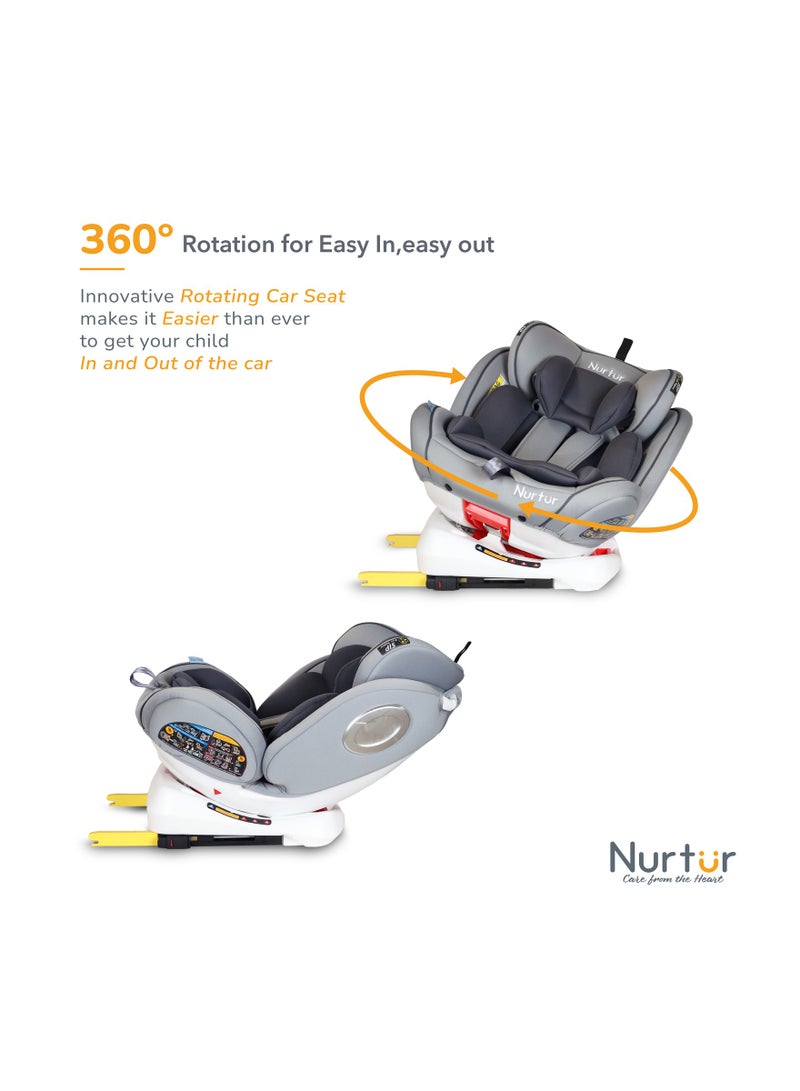 Nurtur Ultra Baby 4 in 1 Car Seat  ISOFIX  9-Level Adjustable Headrest and Canopy  Upto 36kg Shiny Grey - Image 4