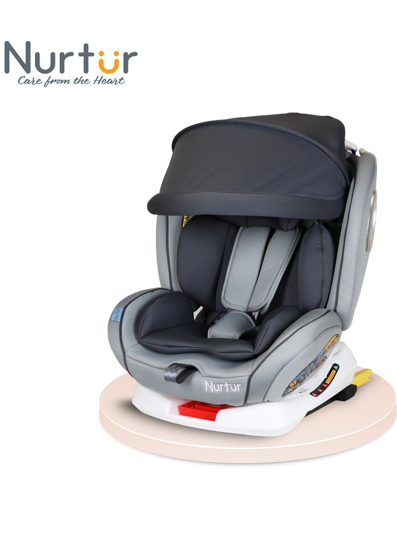 Nurtur Ultra Baby 4 in 1 Car Seat  ISOFIX  9-Level Adjustable Headrest and Canopy  Upto 36kg Shiny Grey - Image 2