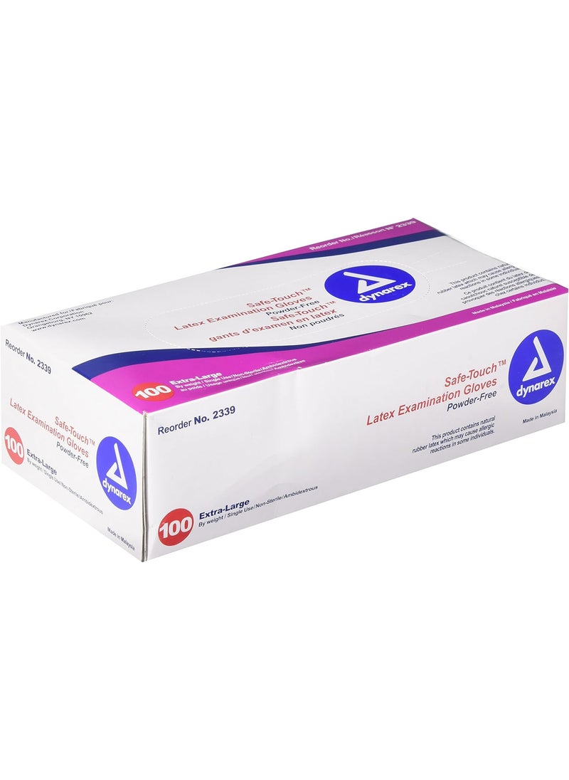 Dynarex Dynarex Safetouch Powder Free Latex Exam Gloves NonSterile XLarge  100Box  - Image 2