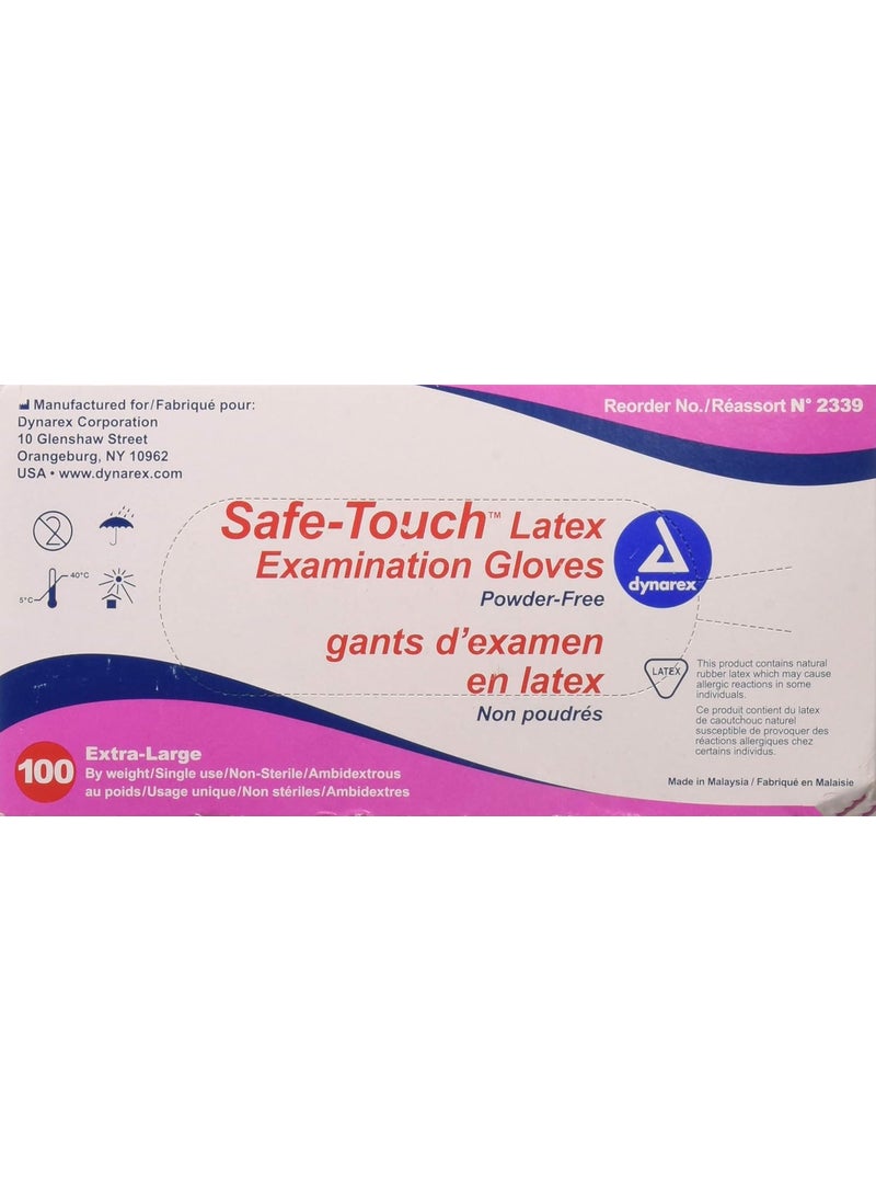 Dynarex Dynarex Safetouch Powder Free Latex Exam Gloves NonSterile XLarge  100Box  - Image 1