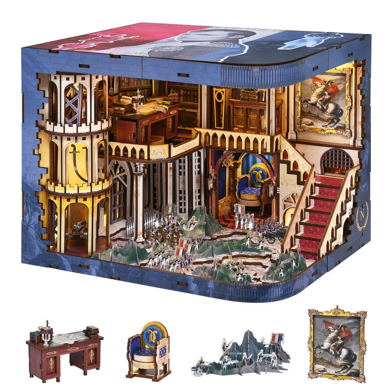 CCCDF Book Nook Kit 3D Wooden Puzzle for Adults Teens DIY Miniature Dollhouse Kit Booknook Tiny House Bookshelf Decor Gifts for Family Friends Napoleon - Image 3