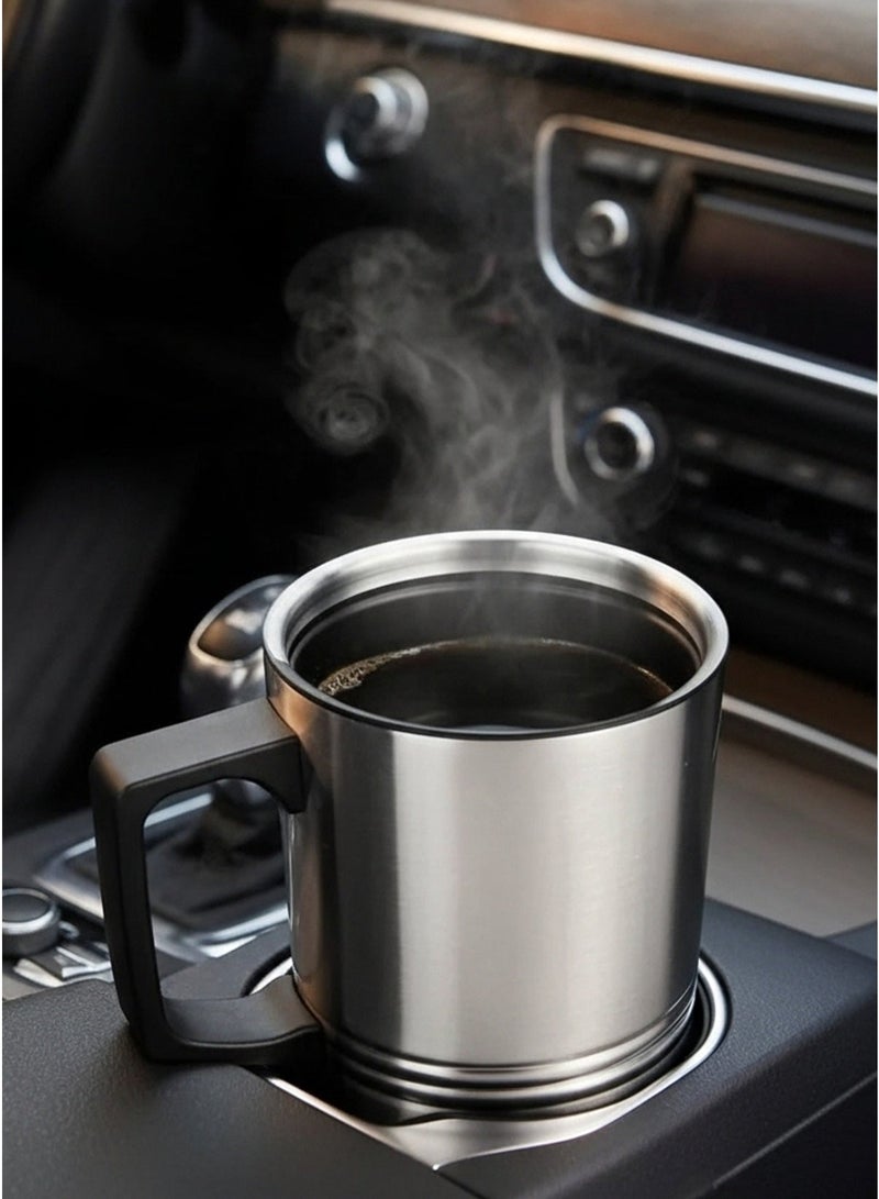 Car Electric Kettle Smart Heating Cup Made Of Stainless Steel 300ml Capacity 24V Portable For Water Coffee And Milk Heating Insulated Thermal Cup With Power Cable Suitable For Travel And Winter Trips Durable Leak Proof Design - Image 3